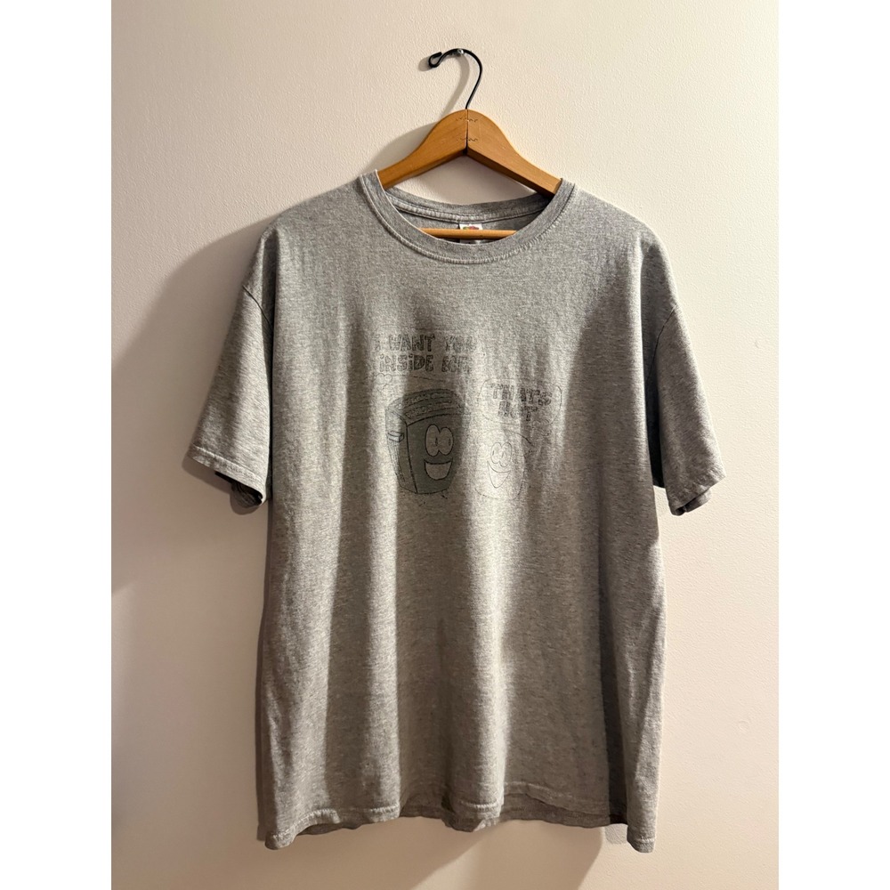 Fruit of the Loom HD Cotton Toaster Graphic T-Shirt Gray Mens Large Humor Tee
